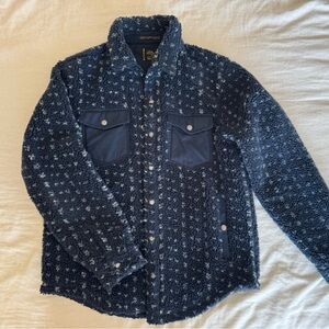 L.L.Bean x Todd Snyder Hi-Pile Sherpa Snap-Front Shirt Jacket M Birdseye Navy